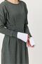 Women's long dress with pleated waist detail - petrol blue - 3