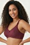 Burgundy Polka Dot Patterned Cotton Non-Wired Non-Padded Gathering Bra - Daily Comfortable Minimizer - 3