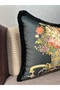 Imported Silk Velvet Tasseled Damask Pattern Black Color Throw Pillow Case (Double Sided Pattern) - 7
