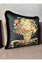 Imported Silk Velvet Tasseled Damask Pattern Black Color Throw Pillow Case (Double Sided Pattern) - 3