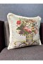 Imported Silk Velvet Tasseled Damask Pattern Cream Color Throw Pillow Case (Double Sided Pattern) - 3