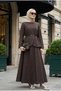 Kupra Fabric Belted Jacket Skirt Three-Piece Set – Bitter Brown - 5