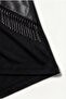 Women's Large Size Leather Look And Tassel Detail Black Blouse - 5