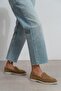 Vayne Rome Beige Genuine Suede Leather Flat Sole Women's Loafer