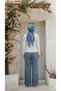 Women's Blue Linen Muslin Palazzo Pants Wide Leg Pants That Don'T Show under Clothes, Suitable for Wearing Hijab - 5