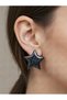 Black Marble Patterned Big Star Model Steel Earrings - 4