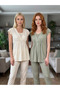 New Season Ecru Woven Summer Special Design Maternity Pajama Set - 6