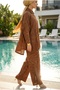 Women's Gold Embroidered Casual Two-Piece Hijab Set - 3