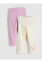 Nevavm Girls' Leggings with Elastic Waist, 2-Piece Set