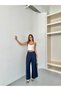 New Season Double Pleated Double Bridged Buttoned Bol P Wide-Leg Leg Palazzo Linen Linen Pants - 2