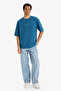 Boxy Fit Indigo Men's T-Shirt F9684Ax/In194 - 2
