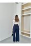 New Season Double Pleated Double Bridged Buttoned Bol Pa Wide-Leg Leg Woven Woven Palazzo Pants - 3