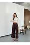 New Season Double Pleated Double Bridged Buttoned Bol Pa Wide-Leg Leg Woven Woven Palazzo Pants - 4