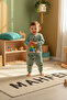 100% Cotton Cotton Piece Bear with Hat Printed Baby&Child Pajama Set Green - 5