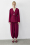 Women's Fuchsia Tie-Dye Double-Breasted Jacket with Elastic Cuffs and Comfortable Trousers Top and Bottom Set 60610 60283990 - 2
