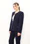 Zero Collar Single Button Sports Women's Jacket-Navy Blue - 1190100