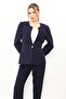 Zero Collar Single Button Sports Women's Jacket-Navy Blue - 1190100 - 3