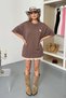 Women's Duck Embroidered 100% Cotton T-Shirt Set of Cotton Light Brown - 26Y 26506 - 3