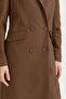 Double-Breasted Closed Long Blazer Poly. Viscose Basic Jacket Brown - 3