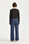 Elastic Waist Canvas Wide-Leg Basic Cotton Trousers Indigo - 4