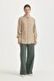 Modal Vintage Shirt Collar Basic Tunic Beige