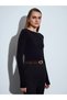 Boat Neck Modal Cashmere Ultra Light Black Blouse - 3