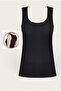 Women's Tank Top Corded Fabric Ribbed Knit Rib Knit Wide-Strap 2-Pack Cotton Pieces Stretch Fabric Black-White - 3