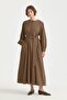 Belted Lyocell Shirt Dress Brown