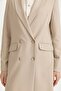 Double-Breasted Closed Long Blazer Poly. Viscose Basic Jacket Beige - 3
