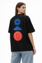 Unisex Women's Men's Oiseau Soleil Back Printed Oversize Thick Fabric Relaxed Cut Cotton T-Shirt
