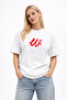 Unisex Women's Men's W Logo Custom Handwritten Front Printed Oversized Thick Fabric Relaxed Cut Cotton T-Shirt