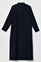 مقاس كبير بأزرار على الجهتين معطف باللون الأزرق الداكن - 2