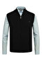 Men's Half Turtleneck with Pocketed Zippers Black Vest Classic Fit - 5200J - 2