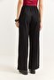 Women's wide leg trousers with drawstring waist - black - 4