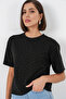 Women's Stone Detailed T-Shirt 990 - Black - 4