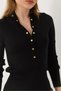 Women's Black Mock Neck Snap Fasteners Soft-Textured Knitwear Sweater - 3