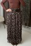 Women's Brown Pleated Floral Print Belt Li Lined Chiffon Skirt - 3