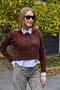 Women's Paneled Shirt Detailed Cropped Sweater Brown - 2