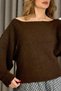 Women's Wide Collar Bat Sleeve Knitwear Sweater Brown - 3