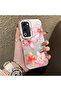 Oppo A5 4G/5G Compatible Hard Acrylic Back Silicone Edge Lens Protection Case Lily Pattern - 3