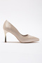 Vera Women's Beige Satin Gold Heel Pointed Toe Stiletto Heel U Stiletto - 4