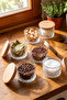 6-Piece Vacuum Glass Breakfast Set with Wooden Lids – Seasoning Container & Storage Container with Silicone Seals
