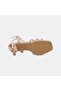 Women's Rose Gold Stone-Embellished Adjustable Buckle Heeled Evening Dress Sandals - 5