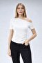 Boat Neck Drape Detailed Short Sleeve Blouse - 6