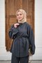 Women's Shirt and Elastic Waist Pants Tie-Detail Set Anthracite - 5