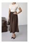 Women's Coffee Belted Maxi Short Sleeve Dress - 2