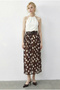Women's Brown Polka Dot Elastic Waist Lined Belted Long Tulle Skirt 4189 60283995 - 2