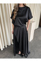 Black Satin Slit Dress - 2026 - 4