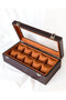 Handmade 10-Piece Premium Watch Box, Faux Leather Covered, Special Design with Glass, Accessory Organizer - 3