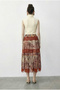 Women's Orange Multi Patterned Lace Detailed Lined Maxi Skirt 37207 60283997 - 4